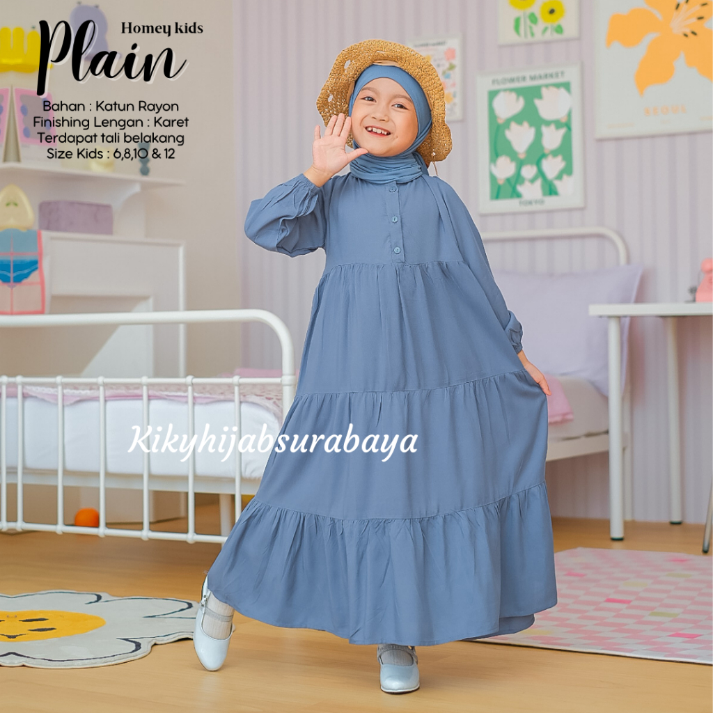 Gamis Anak Polos - Dress Anak Murah - Bahan Katun Rayon Premium - BISA COD