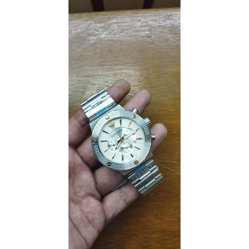 Jam Tangan Pria New Versace Chronograph round chain