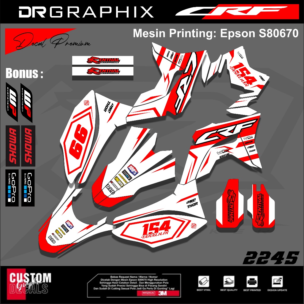 dekal stiker honda crf 150 full body kode 2245 - Print Mesin Epson , Bahan + Laminasi, Warna Tidak P