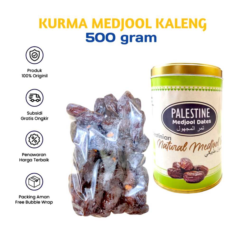 

Kurma Medjool Palestine Premium 500gram Jumbo Grade A Kemasan Kaleng