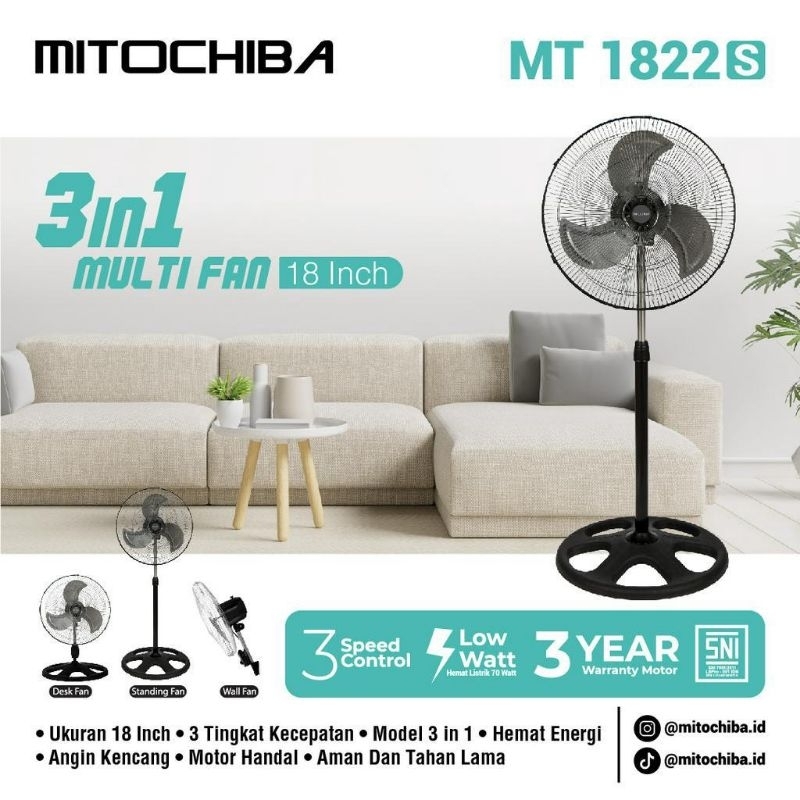 Kipas angin besi/Kipas angin berdiri besi/Kipas angin dinding besi/Kipas angin 3in1 besi/Mitochiba M