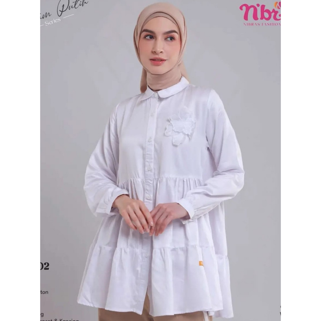 Nibras Gamis Hitam Putih HP 002 bahan cotton Rayon