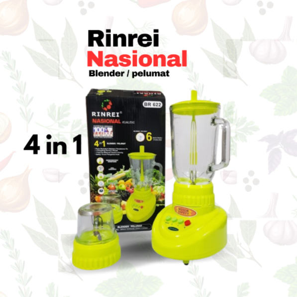 (BR-622) (BR-622 P) | Blender kaca 4 in 1 | Blender plastik 2 in 1 | 6 Mata Pisau Blender Pelumat Be