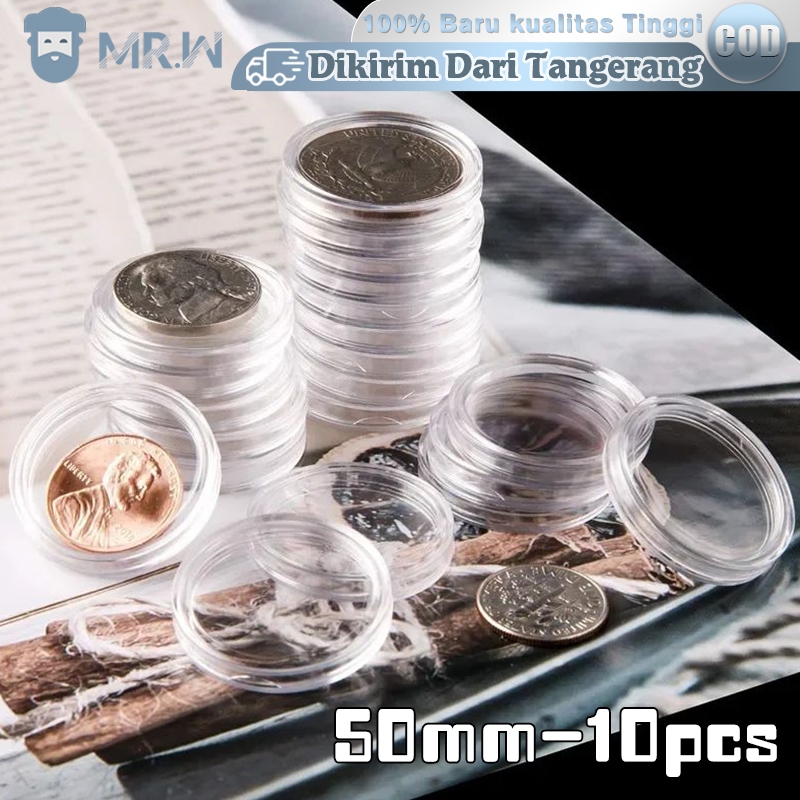 Kapsul Koin Bulat 10pcs Pelindung Koin 50mm Tempat Koleksi Koin Transparan Kotak Koin Coin Organizer