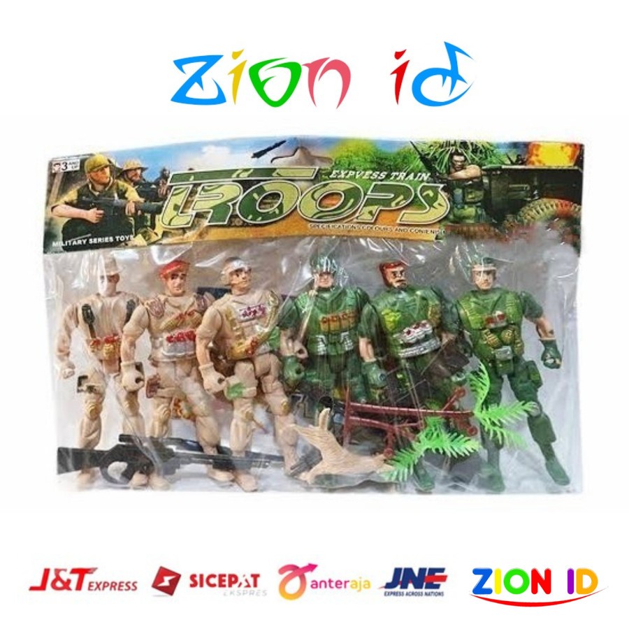 ZION ID Set 6 pcs Mainan Tentara Militer & Topper Kue Karakter Tentara 1 barang berhasil terjual