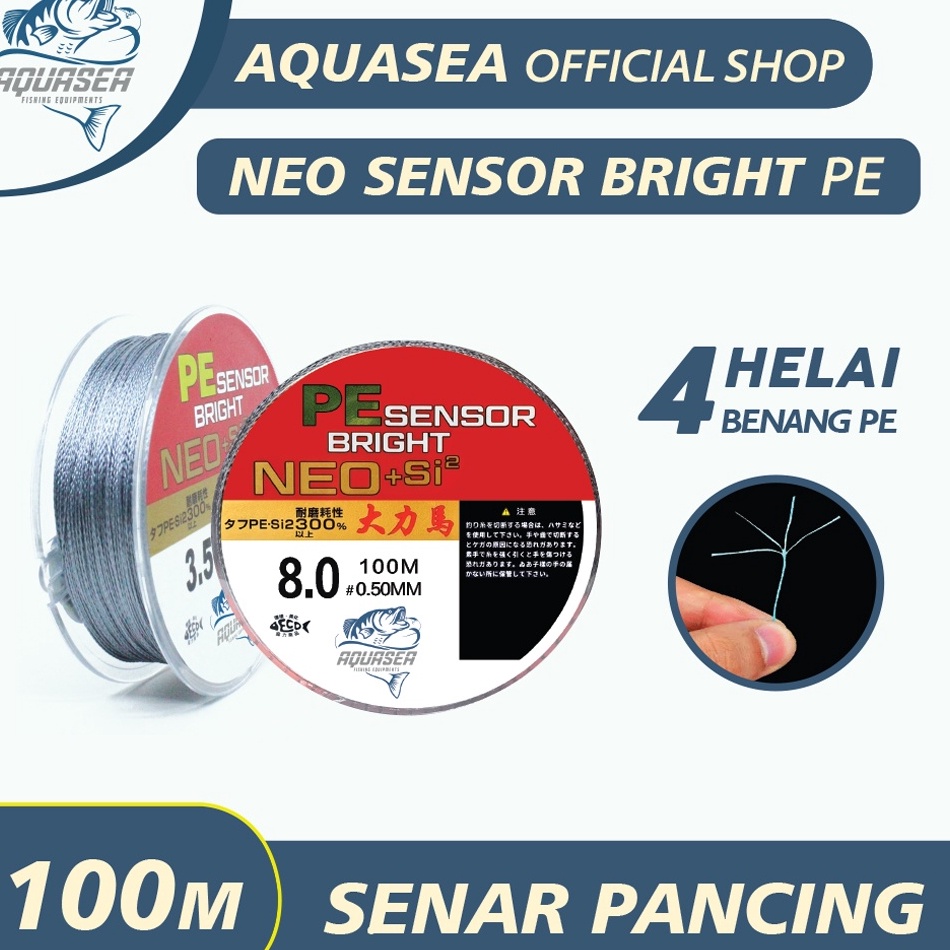 Sikat Habis AQUASEA  Tali Pancing 1m Senar Pancing PE Sensor Bright NEOsi2 Jepang Senar Pancing 1m S