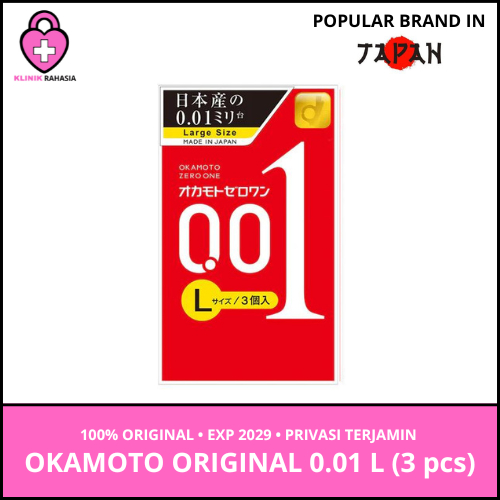 Kondom Okamoto 0.01 Size L Original Import Jepang Isi 3 - Condom 001 Large Japan