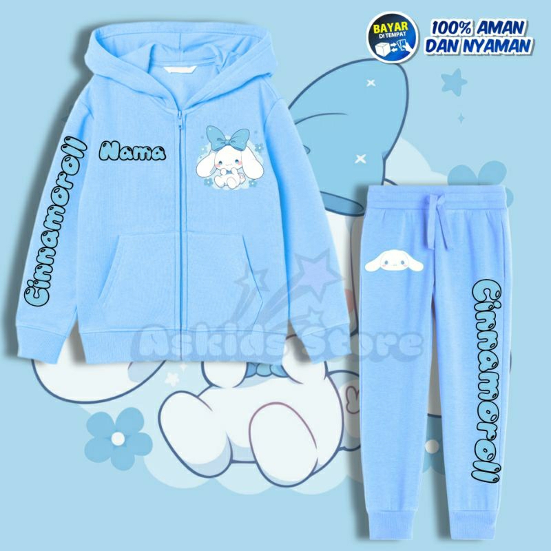Setelan Anak Jaket Zipper & Celana Jogger Cinnamoroll / Setelan Anak Kekinian Jaket Resleting