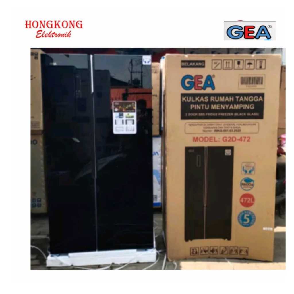 Kulkas Side by Side GEA G2D 472 R / 472R BLACK 2 Pintu 472 Liter