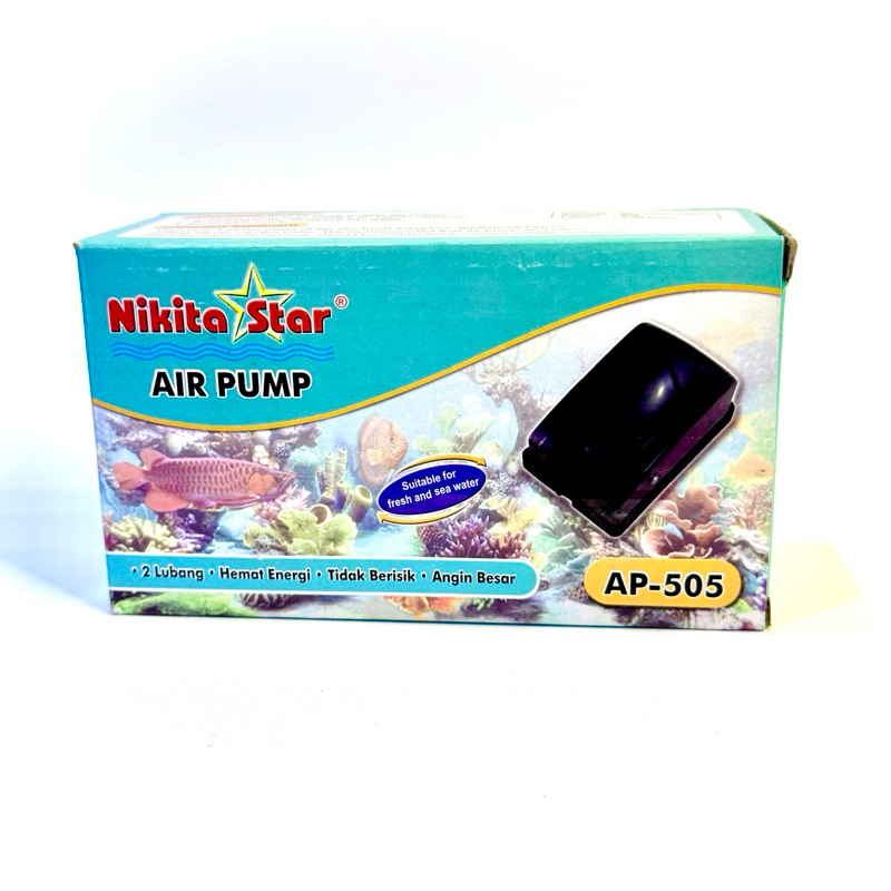 Aerator 2 Lubang Silent Nikita Star AP-505 /NS 318A mesin gelembung oksigen aquarium ikan hias