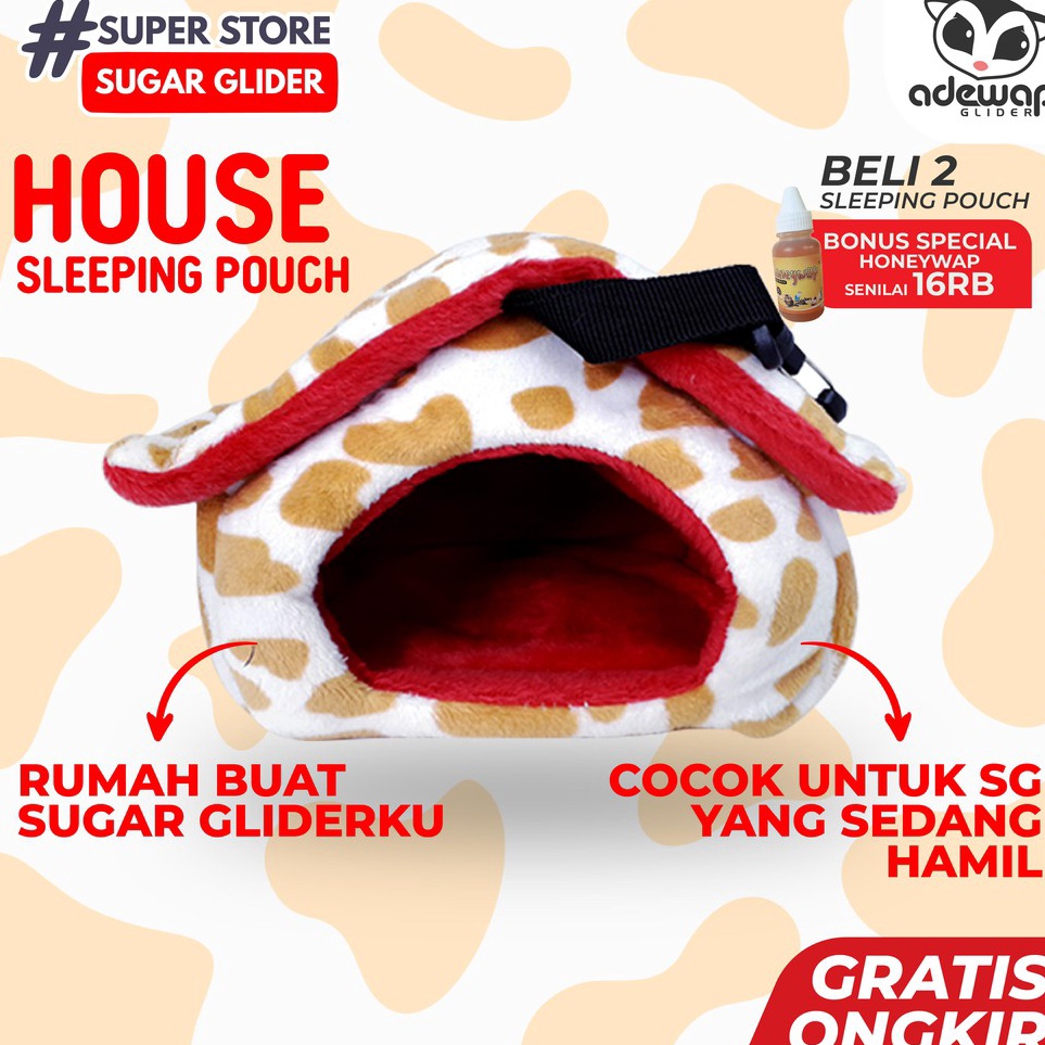 Super Produk  SLEEPING POUCH SUGAR GLIDER BENTUK RUMAH  TEMPAT TIDUR SUGAR GLIDER  HIDING POUCH SUGA