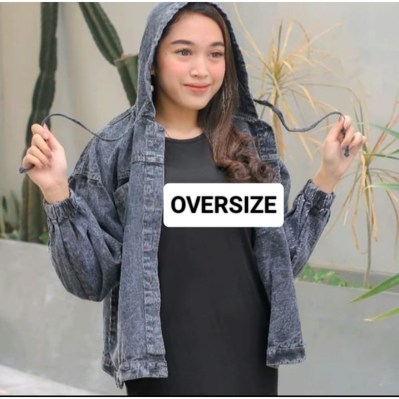 GRAB HOODIE JEANS JACKET WANITA OVERSIZE JUMBO JAKET CEWEK KEKINIAN TERBARU MURAH JAKET KUPLUK