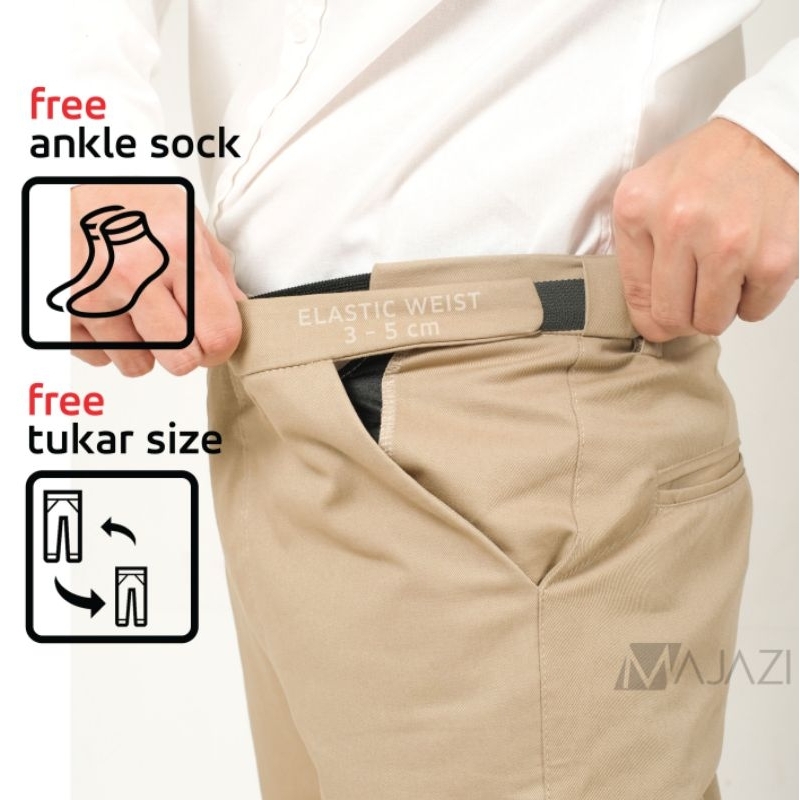 Majazi Celana Chino Ankle Pants Slim Fit Khaki