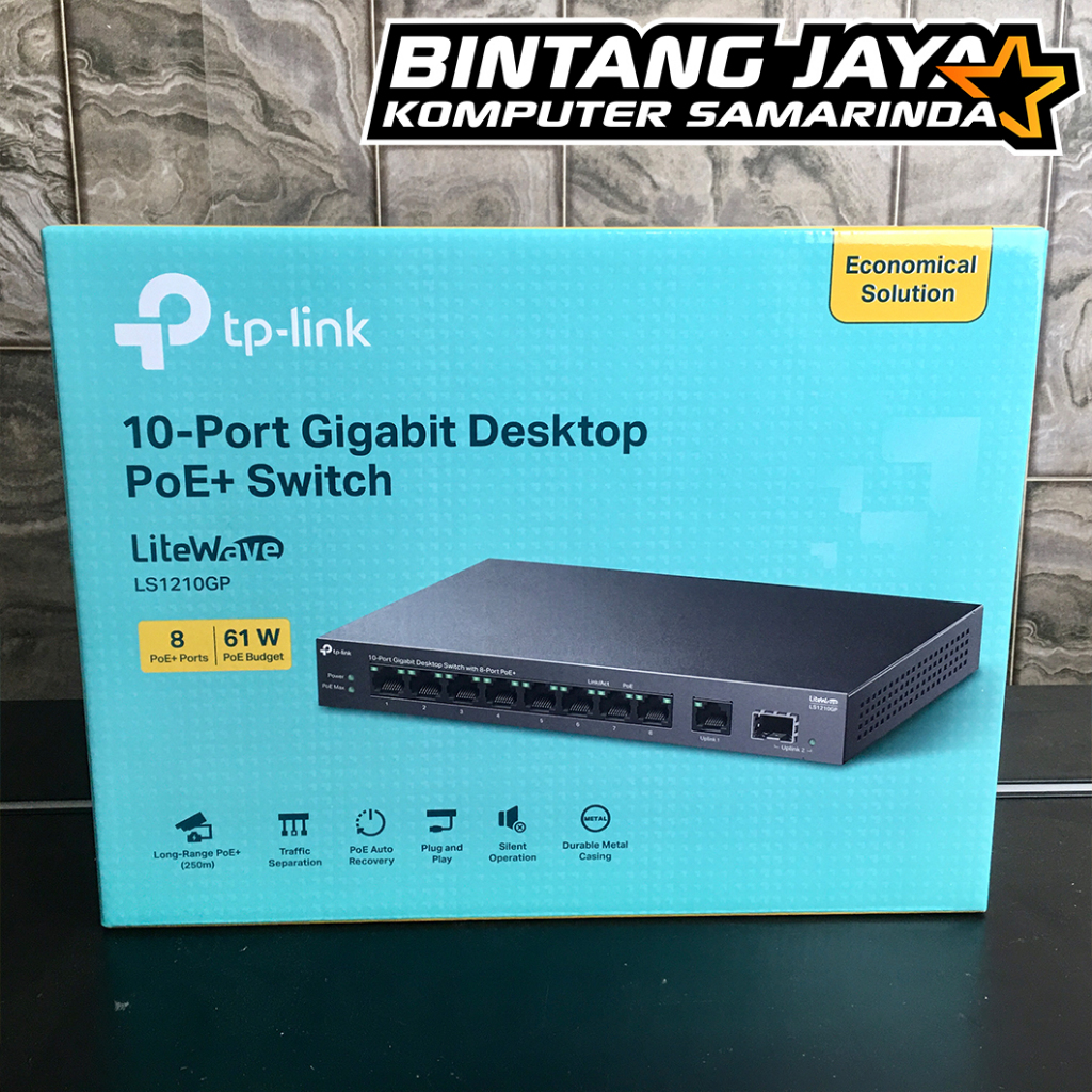 TP-Link LS1210GP 10-Port Gigabit Desktop Hub Switch 8 Port PoE+
