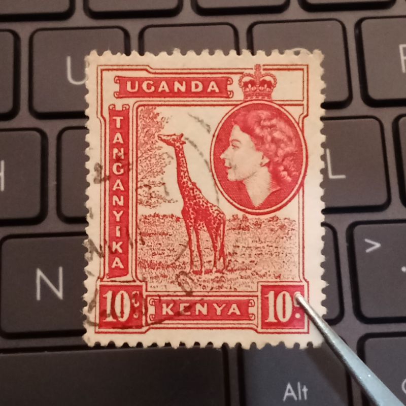 

Perangko Kuno Uganda Tanganyika Kenya 10 Cent Elizabeth II Used - Prangko