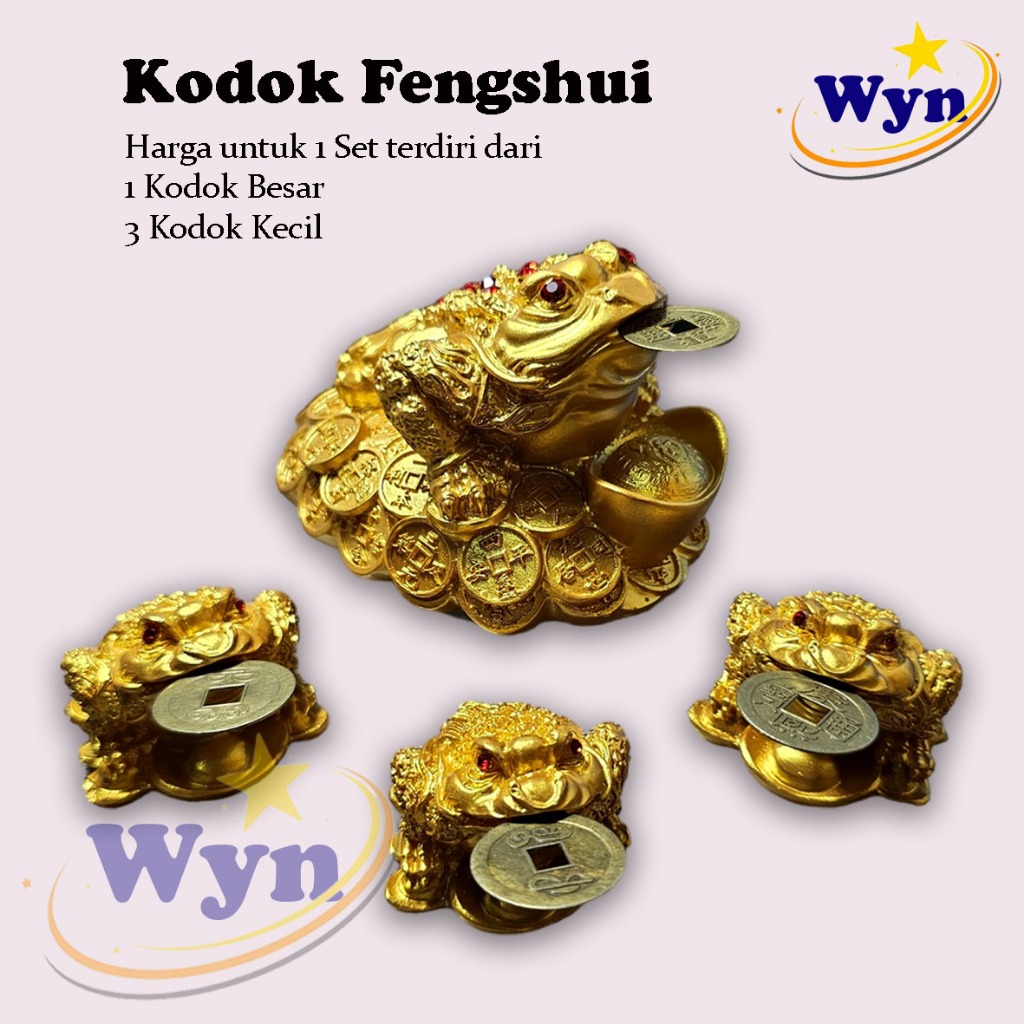 Kodok Fengshui / Kodok Emas Kaki Tiga 1 Set