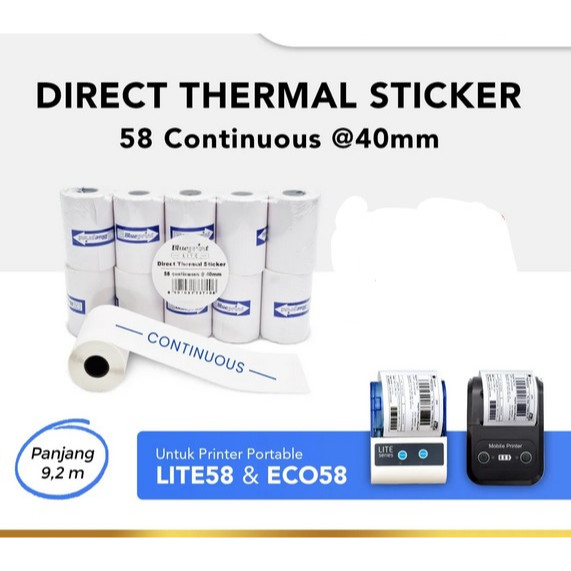 

Direct Thermal Sticker Label BLUEPRINT 58 @40mm Continuous - 1 Roll