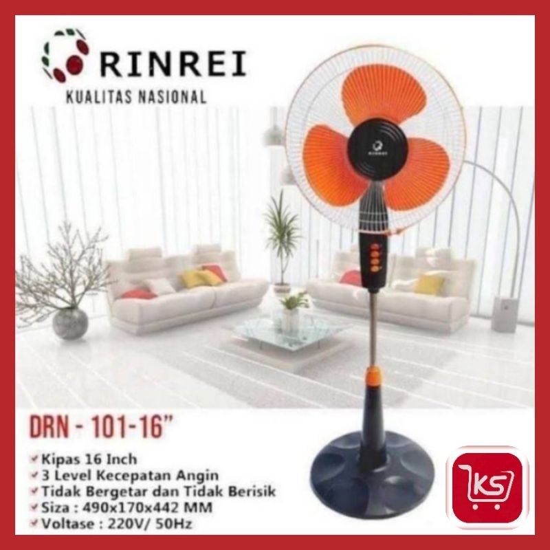 KIPAS ANGIN RINREI DRN-101 16 INCH | 3 KECEPATAN | 50 WATT
