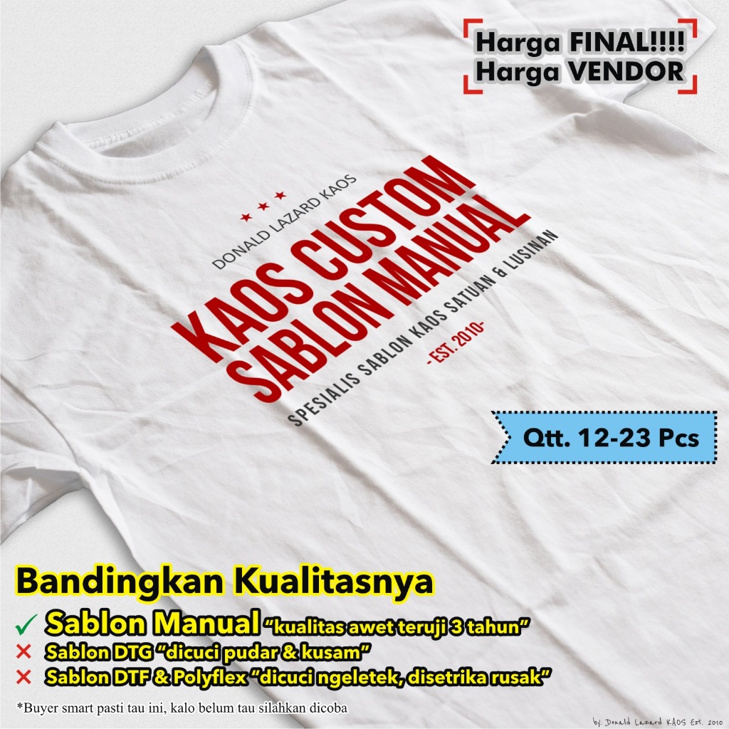 [12-23] Custom Kaos Sablon - Sablon Manual Rubber HQDL PLAST Lebih dari Plastisol biasa