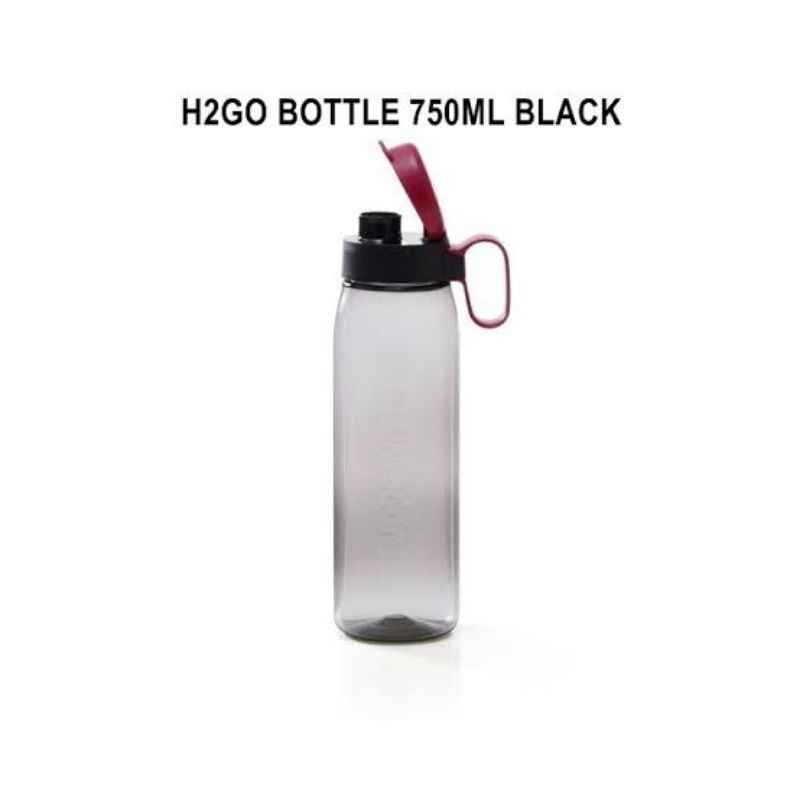 H2GO 750ML HITAM TUPPERWARE/ Botol Kristal Tutup Flip With Handle