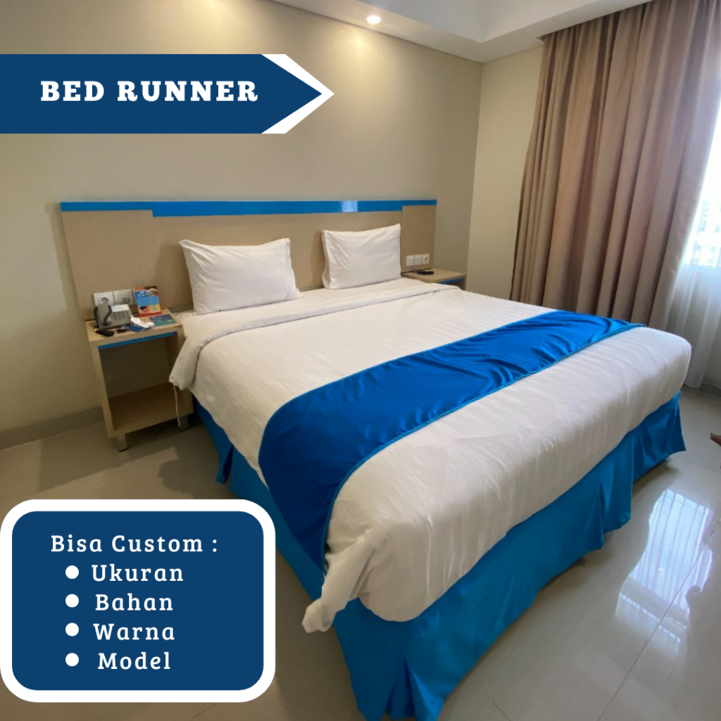 Bed Runner Hotel – Selendang Kasur – Bed Scraft Bahan Microtex Motif Polos / Emboss