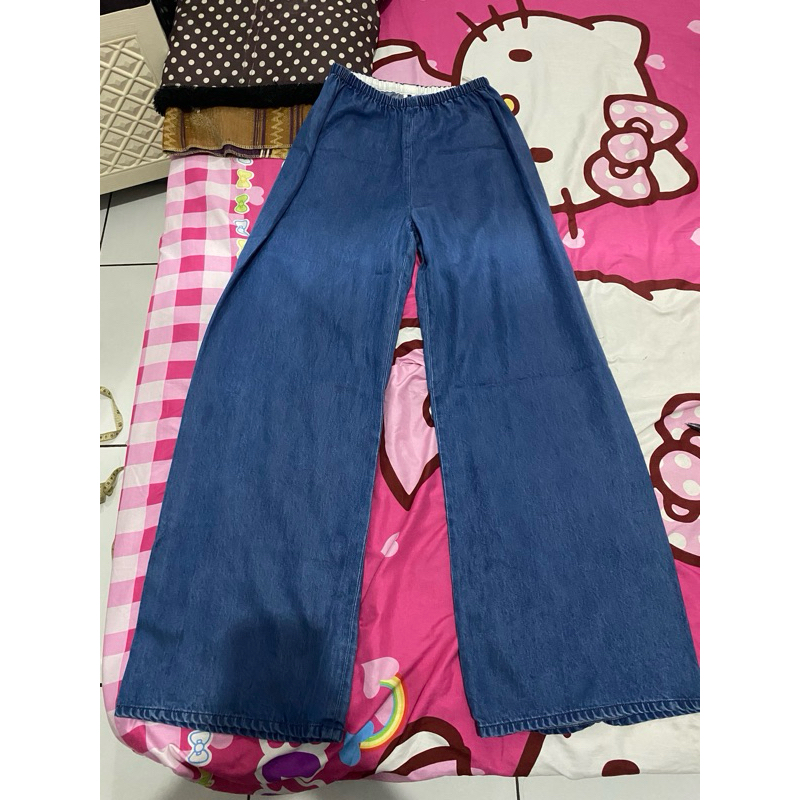kulot jeans pinggang karet