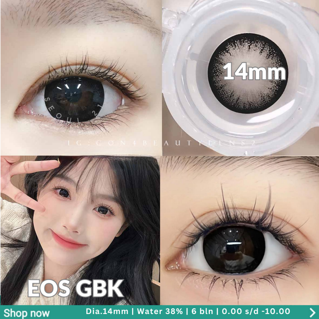 SOFTLENS EOS BLACK HITAM GBK Dia.14mm NORMAL MINUS SOFTLENS HITAM NATURAL (0.00s/d-10.00)