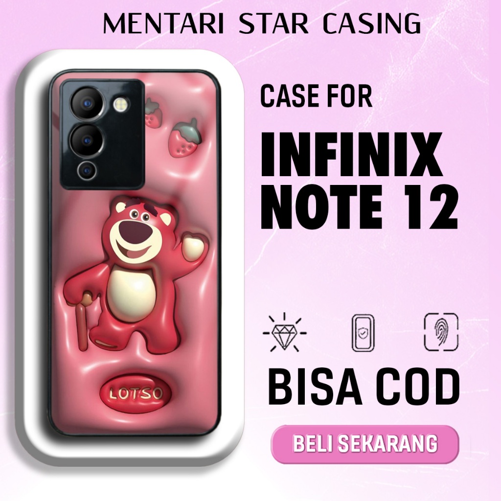Case Infini x Note 12 Terbaru - Casing Infinix Note 12 - Motif Cute Bear - Hardcase Premium Glossy -