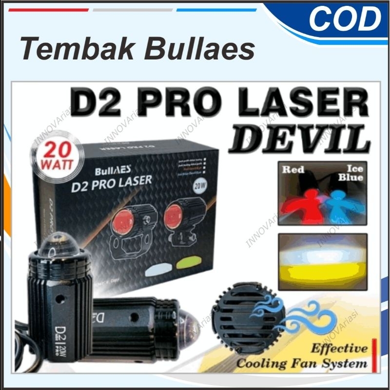 D2 PRO LASER BULLAES 20 WATT DEVIL EYE MERAH ICE BLUE CUTOFF RAPI PUTIH KUNING LAMPU TEMBAK
