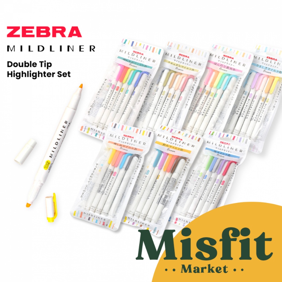 

KODE J25G Zebra Mildliner SET Double Tip Highlighter Midliner Pastel Warna