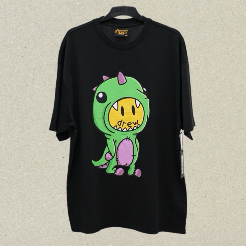 Drew House Dino Mascot Logo Tee in Black Kaos Pria dan Wanita Original Hype