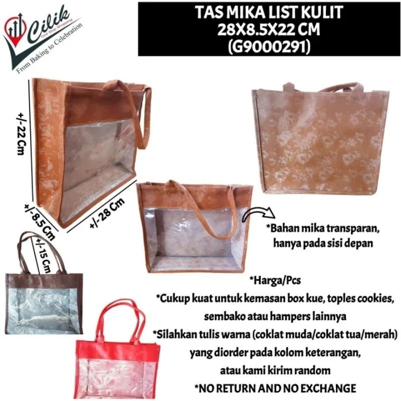 

tas mika list kulit kemasan packaging kado toples kue makanan gift