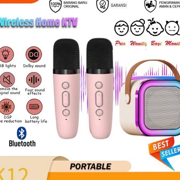 Eksklusif SPYONG Mini Speaker Karaoke Microphone Bluetooth Speaker Mic Wireless Mikrofon Portable Mi