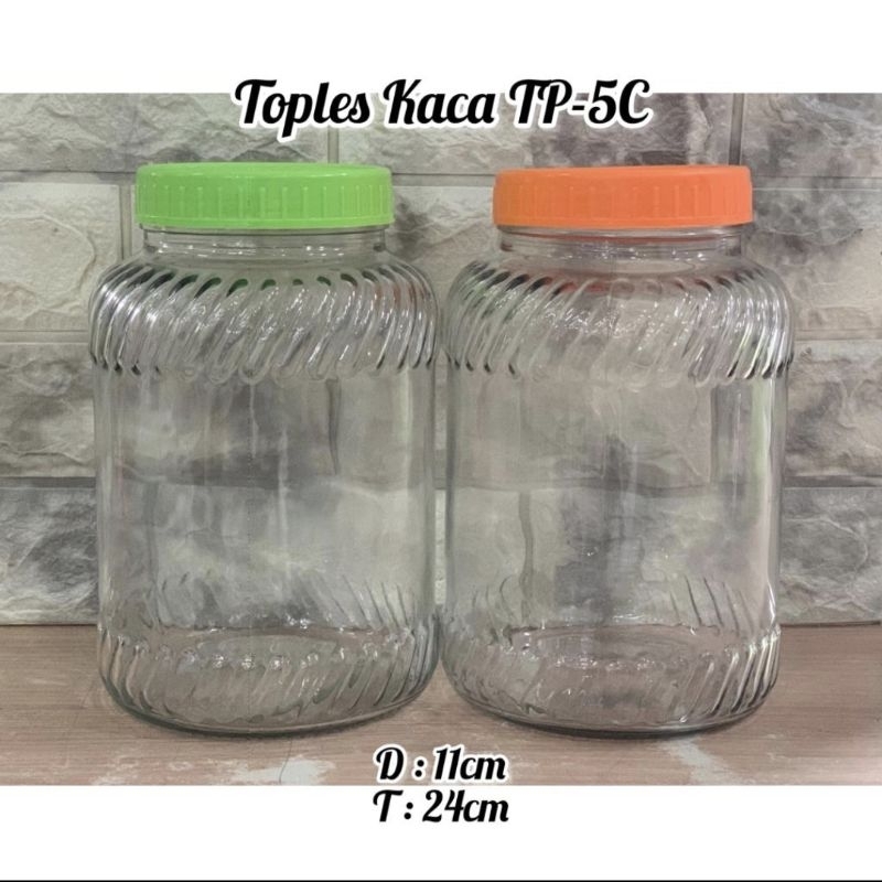 Toples Kaca KIG TP-5  | Toples Kedaung KIG TP - 5 Murah Tutup Plastik | Toples Makanan
