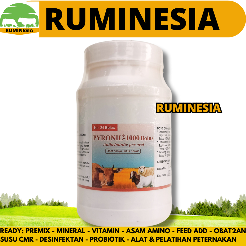 PYRONIL 1000 mg 1 BOLUS - Obat Cacing Paru Hati Pencernaan Hewan Kambing Domba Babi Sapi Kuda Kerbau