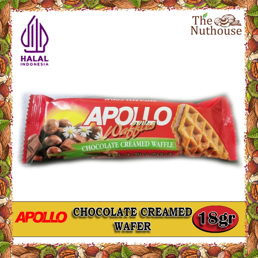 

APOLLO Chocolate Creamed Waffle / Wafer bentuk Wafel dengan Krim Cokelat - 1 biji 18gr [HALAL]