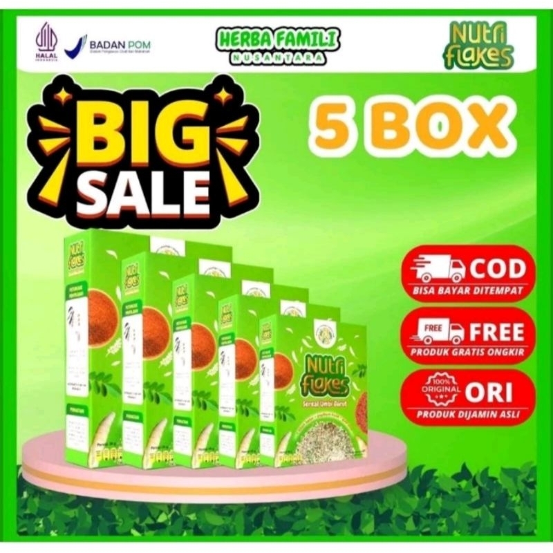 

Nutriflakes 5 Box - Original Minuman Umbi Garut Untuk Diet Diabetes Maag Akut Perbaiki Sistem Pencernaan & Terapi Asam Lambung Magh Kontrol Kolesterol
