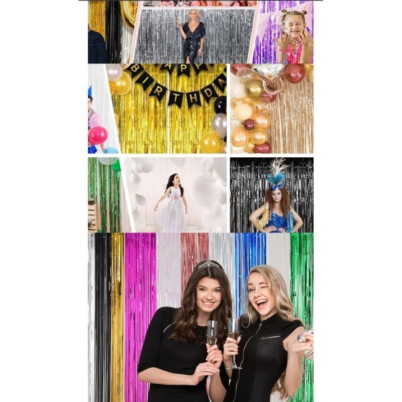 Tirai Rumbai Tirai Foil dekorasi ruangan/Tirai Backdrop