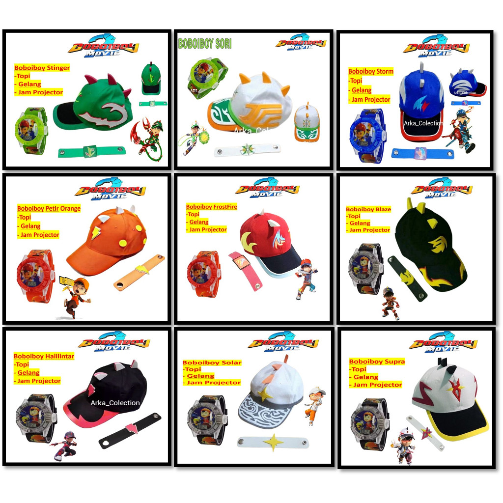 TOPI boboiboy Jam boboiboy dan gelang boboiboy TERBAIK