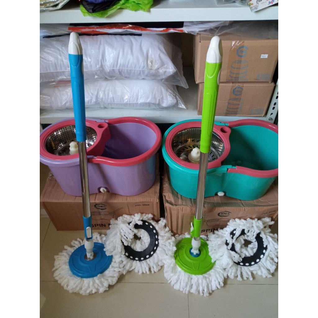 Alat Pel Lantai Praktis Tanpa Peras Spin Mop 360 Ember Pengering Stainlees