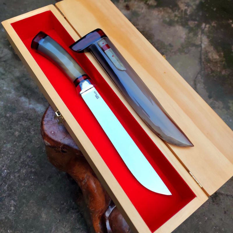 PISAU SKINNER SESET JAGAL BOHLER K110 FULL TANDUK BULE 20 CM