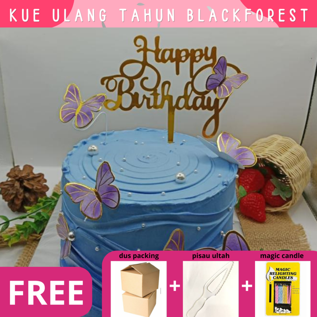 

Kue Ulang Tahun 3 Layer / Birthday Cake / Topper Cake / Kue Ultah / Blackforest Cake