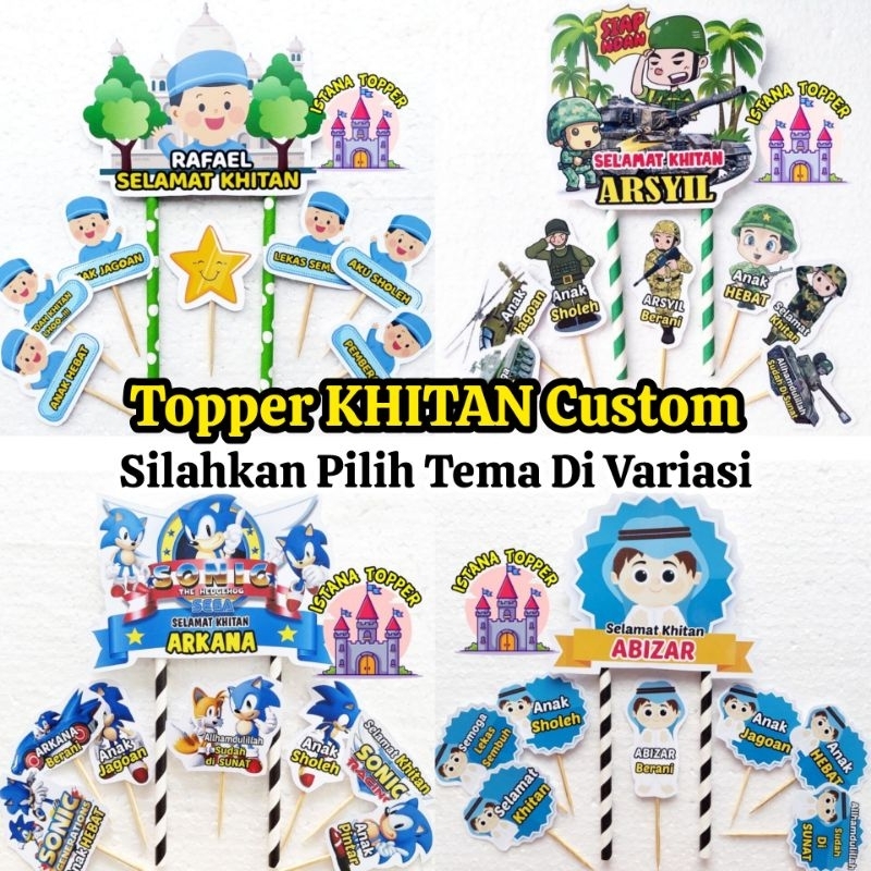 TOPPER KHITAN CUSTOM NAMA / Topper Sunatan / Topper Khitanan / Topper Cake