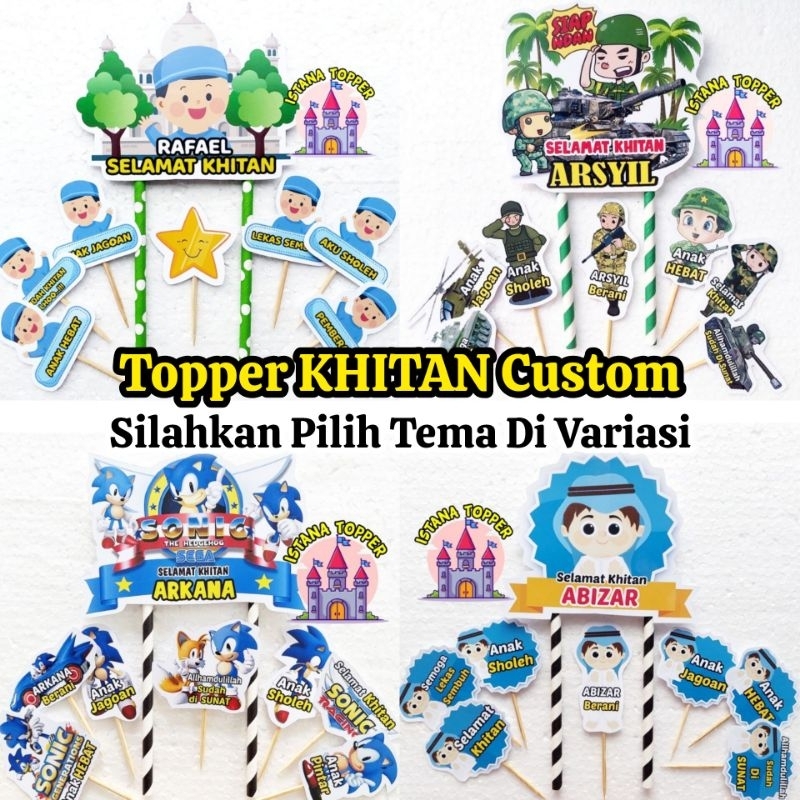 Topper CUSTOM Tema KHITAN / Topper Sunatan / Topper Khitanan / Topper Cake