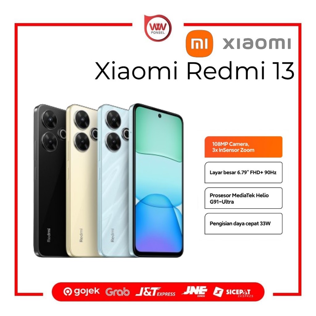 Hp Xiaomi Redmi 13 Ram 8GB Internal 128GB Garansi Resmi