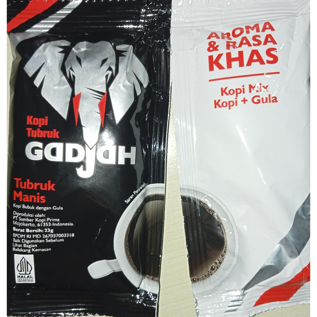 

Kopi Tubruk Gadjah kopi dan gula terpisah - 1 renceng 10 sachet