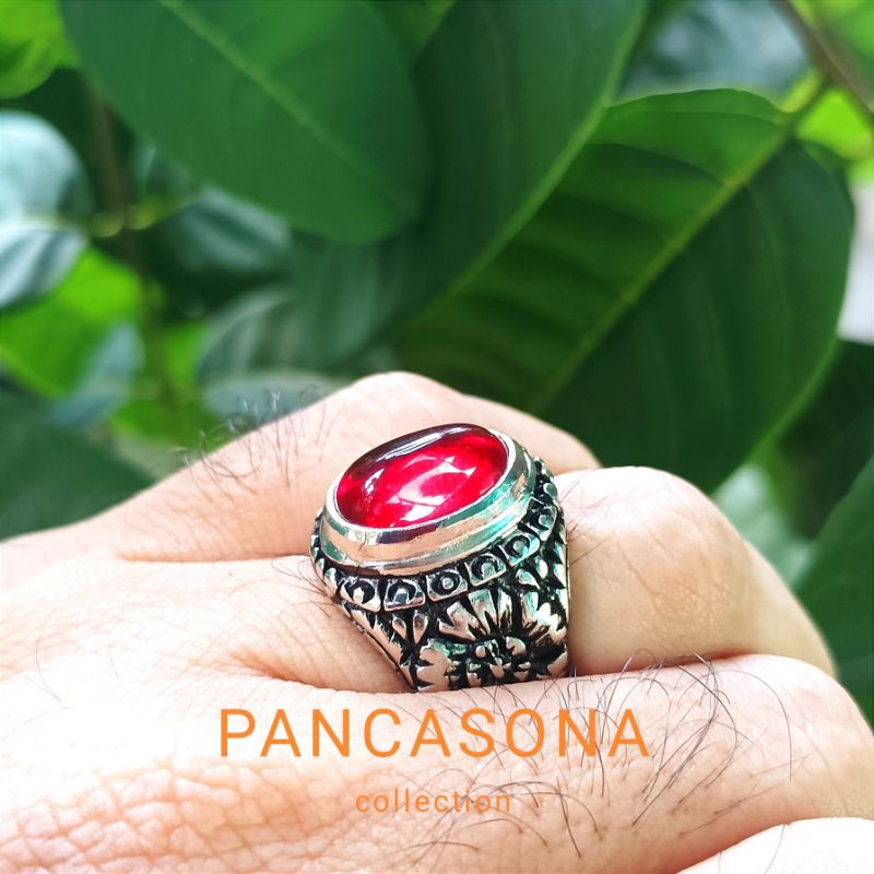 CINCIN BATU AKIK MERAH DELIMA SIAM BANGKOK NATURAL ASLI KRISTAL ALAM ANTI KARAT