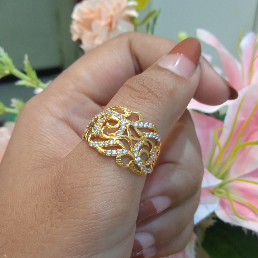 CINCIN EMAS ASLI KADAR 16 KARAT / 700 MODEL MEWAH FULL BATU MATA CWB 70