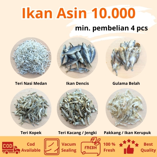 

Ikan asin serba 10.000 / 10000 / ikan asin murah / teri medan / ebi / cumi asin / babi cumi