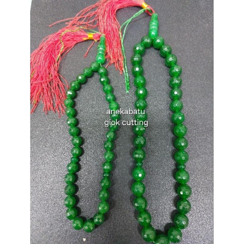 Tasbih Batu Alam Giok Jade Cutting Size 8mm 10mm isi 33 Butir